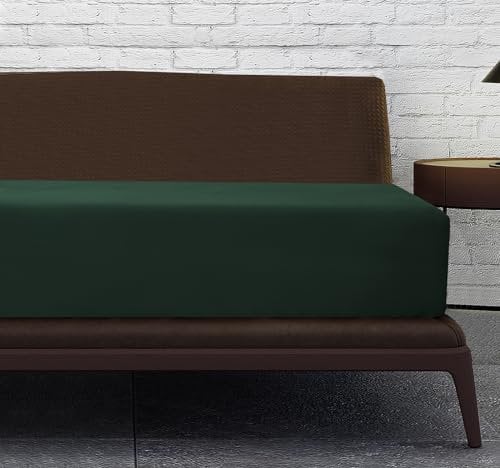 Linen Home Bottle Green King Fitted Sheet Deep fit 12''/30cm Microfibre Easy Care Fitted Sheets King Size - Ultra Soft Brushed Wrinkle and Fade Resistance Bedding(King, Bottle Green)