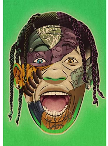 BOBSLA Póster De Travis Scott, Cartel De Estrella De La Música Rap, Pintura En Lienzo, Arte De Pared, Carteles E Impresiones, Decoración Del Hogar 50X70Cm Geen Frame