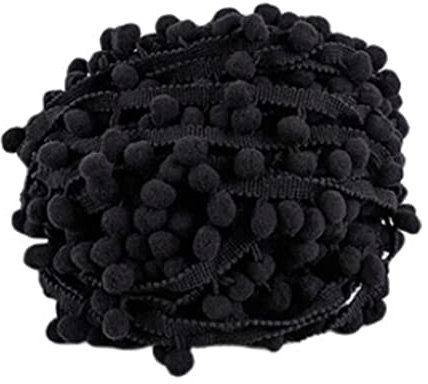 SHTGOI 5 Yards Pomponborte Bommelborte Bommel Fringe Band Fransenborte Pomponband Bommelband Pompom Fransenbesatz Pom Poms Quaste Borte Zierborrte für Kleidung Vorhang Dekoration Schwarz
