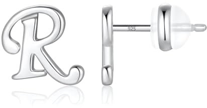 TINGN Ohrstecker Ohrringe Silber 925 Mädchen Damen, Anfangsbuchstaben R Medizinische Ohrstecker Silber Schmuck Frauen Mädchen Geburtstag Muttertag Weihnachten Personalisierte Jugendweihe Geschenke