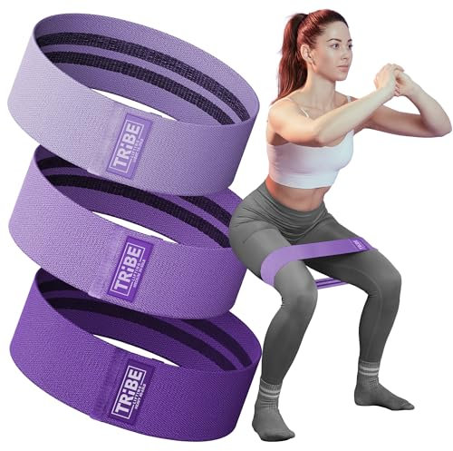 Bandes de résistance en tissu pour jambes – Bandes d'entraînement pour homme et femme – Bandes de résistance pour l'entraînement – Lot de bandes élastiques pour l'exercice (violet)