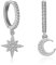 Ohrringe Silber 925 Creolen With Moon And Star Drop, Tropfen For Women Silber Creolen Damen 925 Hypoallergenic Jewelry Hängend SilberFor Girls and Men 2PCS