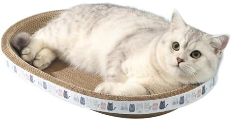 Rascador redondo para gatos – Tabla rascador para gatos – Cama – Tablas para rascar gatos ovaladas Cuenco Nido – 2 en 1 – Camas rascadoras para gatos de cartón – Muebles para gatos Árbol rascador para