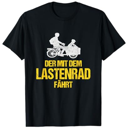 Der Mit Dem Lastenrad Fährt Papa Vater Fahrrad T-Shirt