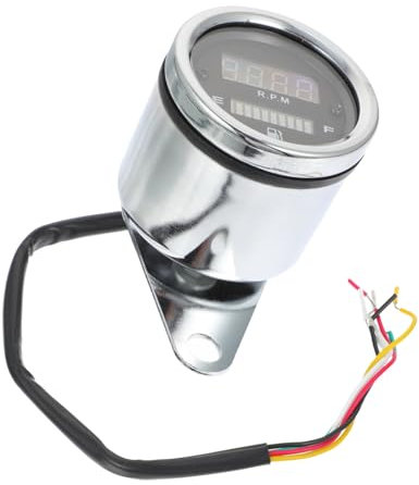 ibasenice Motorrad Drehzahlmesser Tacho Digital 12v Elektronische Uhr Silber Wetterfest Helle und Genaue Anzeige Modifizierte Motorraduhr für Echtzeitdaten