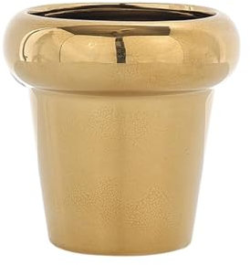 ESTINTENG Nordic Style Light Luxury Candy Bunte glasierte Keramik Topf Sukkulente Grüne Pflanze Hoch Doppel Rund Indoor Blumentopf Hoch Rund Blumentopf Gold Kleine Größe