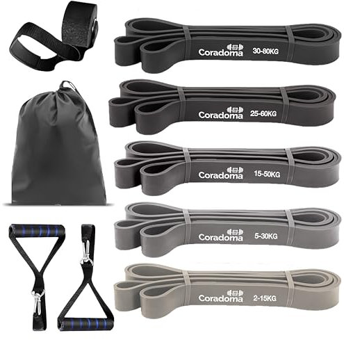 Widerstandsbänder Set mit Türanker und Handgriffen, Resistance Bands Pull Up, Klimmzugband Fitnessbänder Widerstandsband für Klimmzüge, Krafttraining, Stretching, Physiotherapie