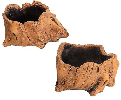 BESPORTBLE 2st Blumentopf Holzpflanzer Holzdekor Außendekoration Vintage Blumenvase Saftiger Pflanzentopf Schreibtischdekoration Stumpf Saftiger Topf Zement Büro Jahrgang Dekorationen