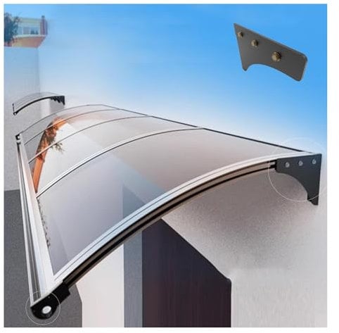 Türvordach,Vordach Haustür ，Modernes Design Vordach Überdachung Haustürvordach,Pultbogenvordach aus 2.5 mm Transparent Polycarbonat und Aluminium Rahmen (Size : 100x200cm/39x79in)