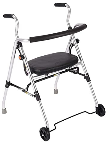 Andador, Andador Plegable Liviano, Andador Con Ruedas De Aluminio De 2 Ruedas Para Personas Mayores Con Ruedas Fijas, Asiento De Esponja Y Respaldo