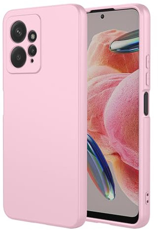 TEYYOS Coque pour Xiaomi Redmi Note 12 4G, Doux Silicone Liquide Housse, Antichoc Trois Etages Complète Protection Etui, Rose