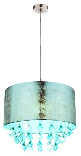 GLOBO Deckenlampe Hängeleuchte Kristalllampe Kronleuchter LED RGB Farbwechsler Fernbedienung Silber Textil