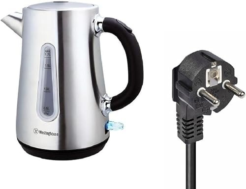 220 Volt Kettle - Cordless - 1.7 Liter - Stainless Steel - Bundle With Dynastar 220 Volts 240 Volts (Not For USE IN USA)
