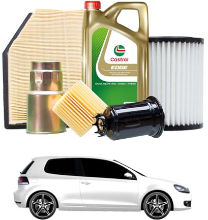 Tagliando compatibile con VW Golf VI 1.6 Bi-Fuel 75 kw Benzina/Gasauto (GPL) 2009-2012 - 5 Litri di olio + 4 Filtri