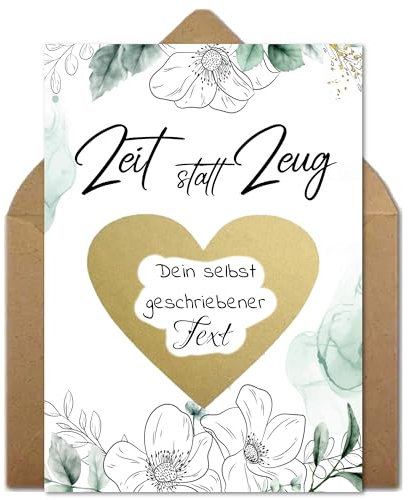 Laurea Verde Gutschein zum selber Ausfüllen mit Rubbelaufkleber | Zeit statt Zeug | Karte zum selbst Beschriften | Geburtstagskarte | Geschenke für Frauen, Freundin | Kinogutschein, Reisegutschein