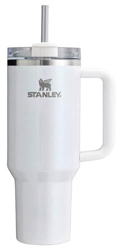 STANLEY Quencher H2.0 FlowState - Vaso aislado al vacío de acero inoxidable con tapa y cañita para agua, té helado o café, Perla, 1,2 litros