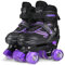 DUZSKJ Verstellbare Kinder Rollschuhe für Jungen Mädchen, Einstellbare Rollschuhe für Kinder Kind kleine große Kinder Anfänger (Schwarz & Violett, M)