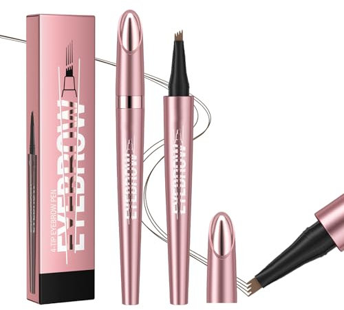 Microblading Augenbrauenstift 3D, Magischer Augenbrauenstift mit 4 Mikrogabelspitzen, Wasserfest Wischfest Langlebig, Eyebrow Pencil Härchenzeichnung Kann Leicht Natürliche Augenbrauen(Hellbraun)