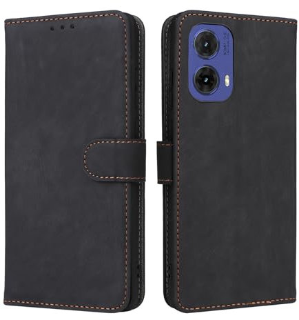 COMAKU Custodia Motorola Moto G85, Cover a libro con blocco RFID, chiusura magnetica, cover per cellulare antiurto -nero