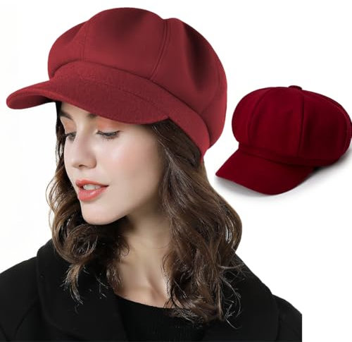 NJCXOLA Donne Berretto Newsboy Cappello Baker Berretto Piatto con Visiera Cappelli Lana Autunno Primavera Inverno, M（56-58cm）