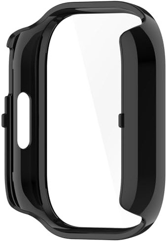 Disscool Funda de cobertura completa con protector de pantalla compatible con Redmi Watch 5 Lite PC y funda protectora de vidrio real, accesorios de reloj inteligente (negro)