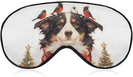 Schlafmaske mit Weihnachtshund und Schal, „Frohe Weihnachten, Augenbinde z
