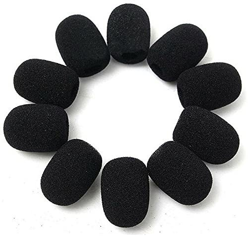 Lot de 10 housses de microphone en mousse pour microphone de casque - Bonnets en mousse haute densité - Pour une variété de casques - Réduction du bruit - Noir