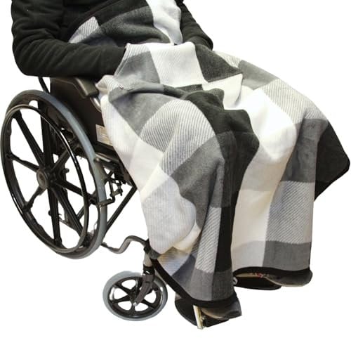 SENIORI Rollstuhldecke DECKE für Rollstuhl warme Beindecke für Rollstuhlfahrer Kniedecke (7. Schwarz - Gitter)