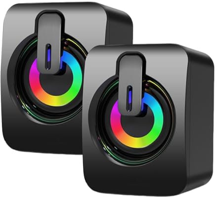 Vitsrisea Altoparlante PC cablato, Altoparlante, 1 Coppia di Altoparlanti leggeri -RGB per Desktop, Giochi, Riproduzione di film, Altoparlanti domestici per