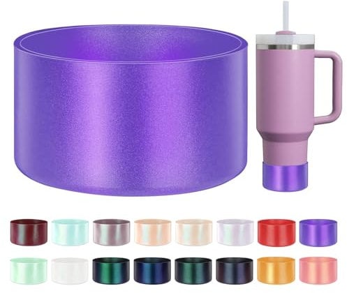 ZXFYE Glossy Gradient Silicone Boot, Compatible with Stanley H2.0 20-40oz & IceFlow 20-30oz, Chameleon Metallic Shimmer Cup Sleeve Protector for Hydroflask and Bottle Bottom with 2.8-3in (Purple)