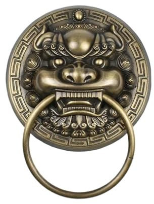 GHHZML Battente 1 Pz 300 Millimetri Vintage in Ottone Pressofusione Testa di Leone Battente Maniglia della Porta in Legno Massello di Vetro Villa Cortile Cancello Anello Maniglia della Porta(30mm1)