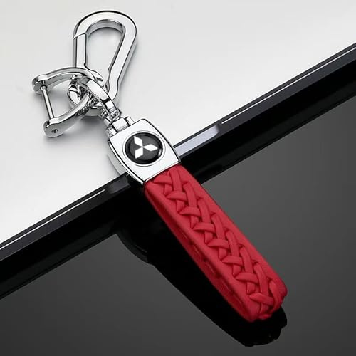 Schlüsselanhänger für Mitsubishi Colt Z30 2004-2012, Autoschlüsselanhänger Schlüsselring Emblem Abzeichen Karabiner Autoschlüssel Zubehör,Red