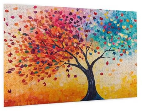 Farbe Puzzle 5000 Teile Erwachsene Puzzle Baum Des Lebens Muster Design mit Geschenkbox-Verpackung als Geschenk für Frauen, Anspruchsvolle Familienaktivität für Anfänger,Zimmer Deko 105 x 156 cm -35y