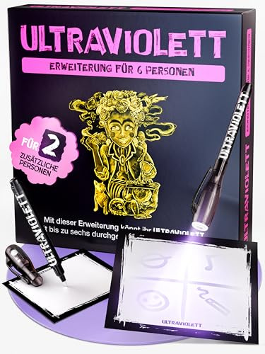 Ultraviolett – 5-6 Spieler Erweiterung I ab 14 Jahren I Spielmaterial für 2 zusätzliche Personen I Spielbar mit dem Mal-Rate-Partyspiel Ultraviolett I Ergänzung zum Hauptspiel