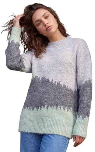 Roman Petite Abstract Knit Jumper for Women UK - Ladies Everyday Autumn Winter Round Neckline Comfy Soft Evening Vacation Work Party Night Out