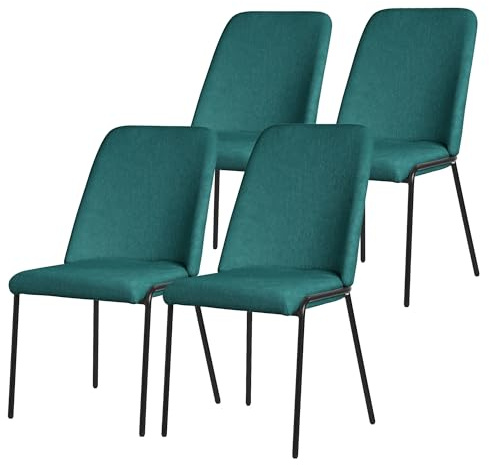 ML-Design Esszimmerstühle 4er Set Petrol, Küchenstühle mit Stoffbezug und Stahlgestell, Wohnzimmerstuhl mit Rückenlehne, Polsterstühle für Esszimmer & Küche, Gepolsterte Stühle Ergonomischer Sessel