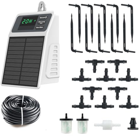 Akfldms de Riego Solar para Huertos, Elevadas, Invernaderos, Huertos, Balcones y Plantas Colgantes.