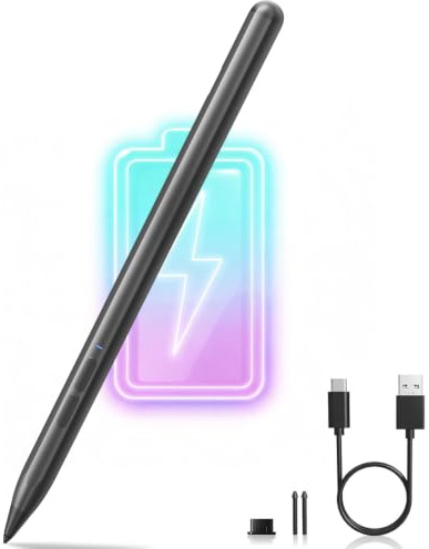 Stylet Microsoft Surface, 4096 Niveaux Pression,Charge Rapide 1H | Inclinaison & Rejet de Paume, Magnétique, Surface Pro 11/10/9/8/7/6/5/4/3/X, Go 4/3/2/1, Laptop 6-1, Studio, Book 3/2/1