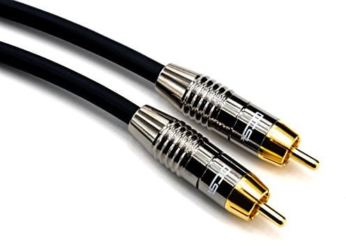 DCSk 10m Audio Subwoofer-Kabel (10 m) vergoldet & 3-fach geschirmt, Mono Cinch-Kabel mit 1 zu 1 Cinch-Stecker, Audiokabel, Menge: 1 Stück