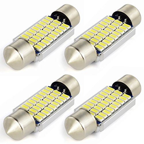 Safego 36mm Festoon LED Car Bulb C5W LED Bulb CANBUS Error Free 27SMD 3014 Super Bright White 12V Festoon Bulbs for Car Interior Dome Map Courtesy Trunk Light Number Plate Light Bulbs, 4pcs