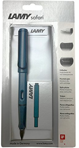 Lamy Safari Fountain Pen Nib PETROL – Size Medium – Special Edition 2017 – In Blister Pack with 5 Cartridges of Petrol T10