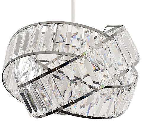 MiniSun | Modern Polished Chrome Intertwined Rings Design Ceiling Light Shade | Pendant Lights, Home Décor & Improvement Essential | Includes 10W GLS Bulb [3000K Warm White] | 30cm Shade Width