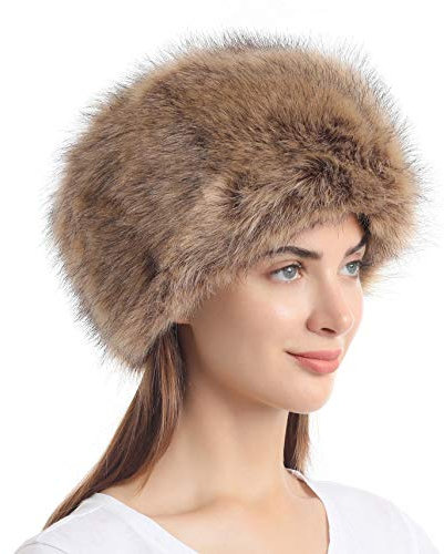 Soul Young Damen Fellmütze Pelzmütze Wintermütze Faux Fuchs Warm Weich Pelz mütze(Braun)