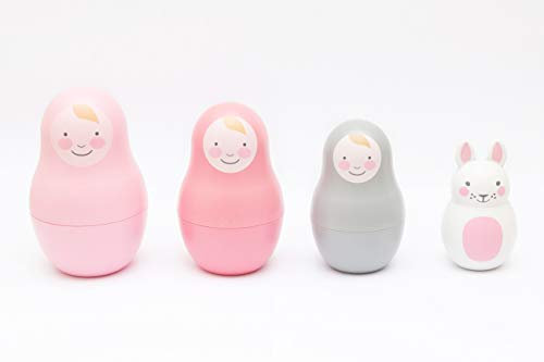 Rosa & Bo RBPNK001 - Bambole nidificanti, Rosa Pastello e Grigio