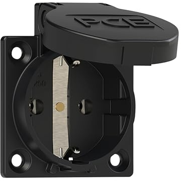 Schutzkontakt-Steckdose, Einbau, Klappdeckel, schwarz