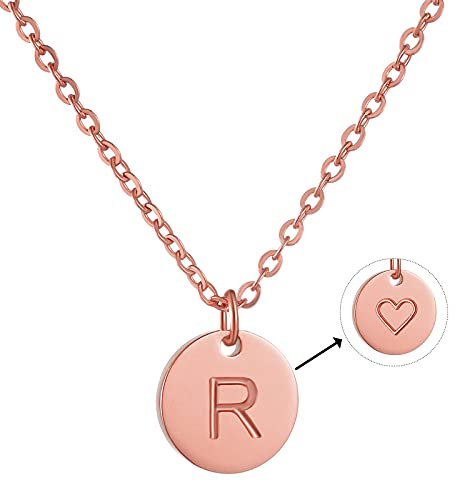 AFSTALR Damen Initialen Kette R Buchstaben Anhänger Rosegold Kette mit Herzen Geburtstagsgeschenk für Mädchen