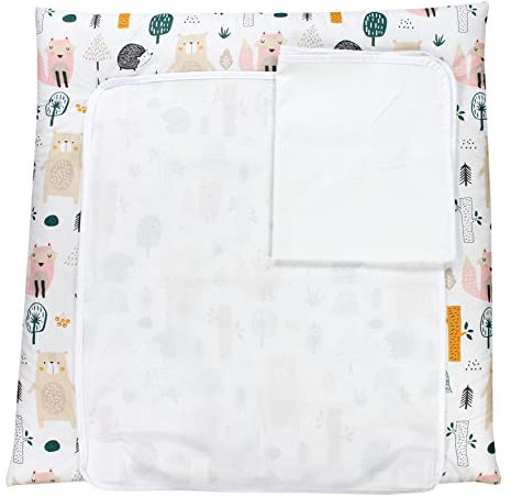 TupTam Baby Wickelauflage inkl. 2 Frotteebezügen ANK019, Farbe: Wald/Beige, Größe: 75 x 85 cm