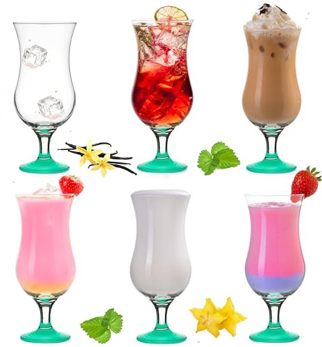Platinux Verres à cocktail 400ml (max. 470ml) Jeu de verres (6 pièces) Verres à long drink Verres de fête Grand Bleu