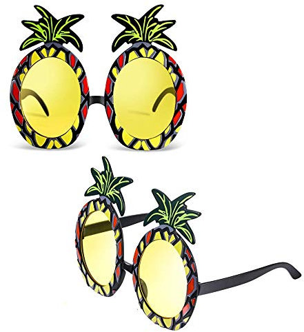 Yongbest Ananas Brillen Neuheit Brillen,2 Stück Tropical Ananas Sonnenbrille Hawaii Luau Party Supplies für Thematische Sommerfoto Requisiten Partyzubehör