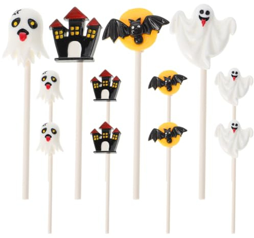 Toyvian 12 Stück Halloween Food Picks, Harz Halloween Cupcake Topper für Partyzubehör (Zufällige Farbe)